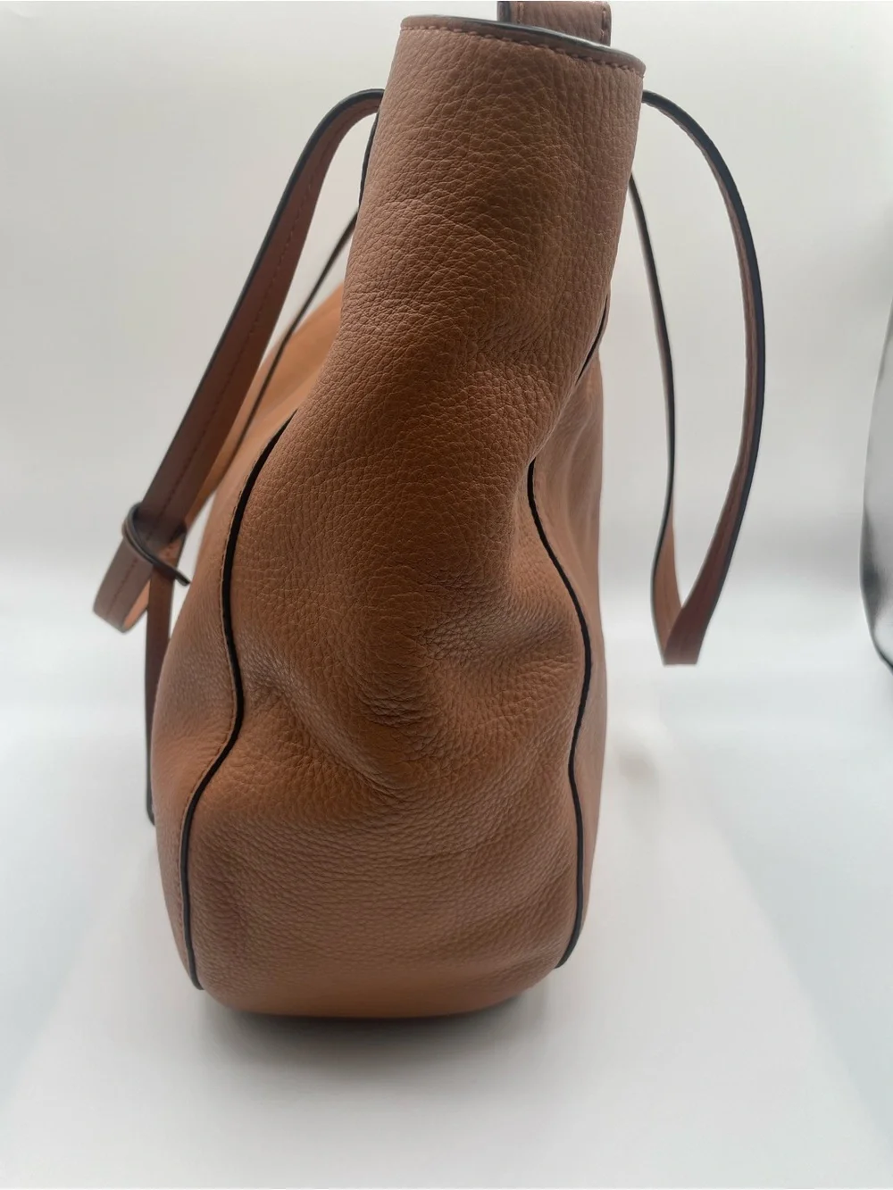 Michael Kors Cognac Pebbled Leather Tote with Gold Logo Charm